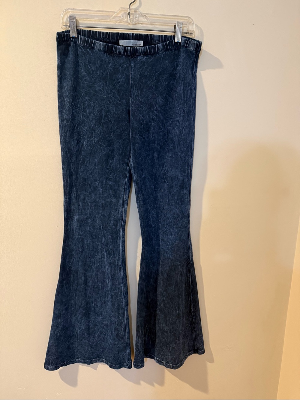 Blue Mineral Wash Flare Pants